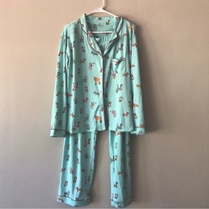 Christmas Cuddl Duds Brushed Sweater Knit L/S Notch Collar 2 Piece Pajama Set